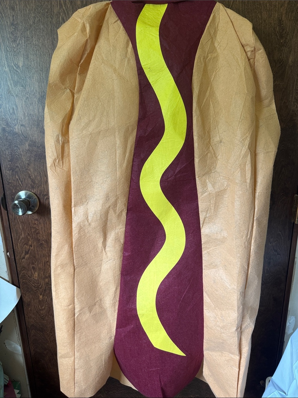 Hot Dog Costume in Tan, Brown & Yellow